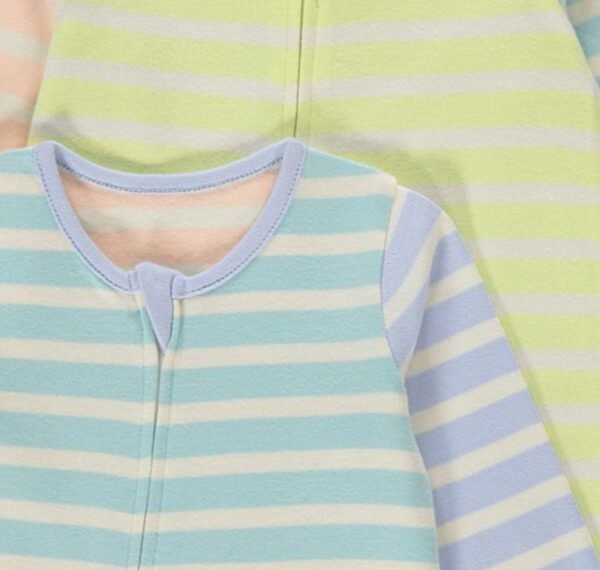 George striped 2 way zip fasten sleepsuits 2 pack - Image 2
