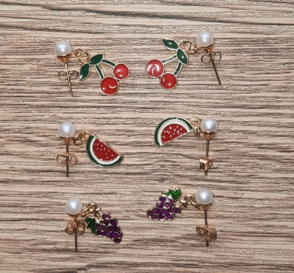 cute tutti fruity earing set of 3