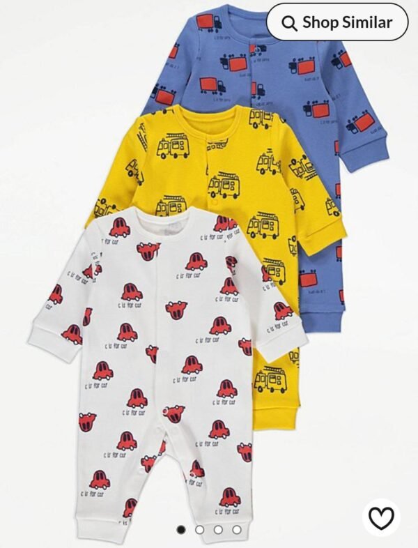 George bright vehicle set of 3 footless sleepsuits