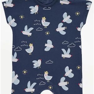 George flying navy bird open feet romper