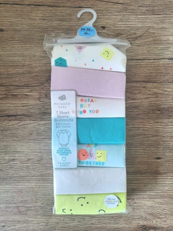 Primark 7 short sleeve cotton bodysuits (0-1M) - Image 2