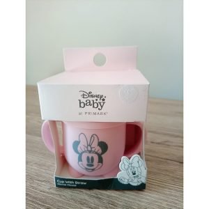 Primark Minnie mouse silicon  mug with straw in pink