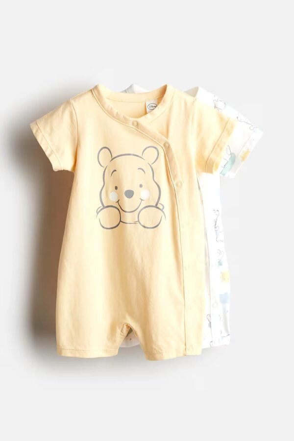 H&M baby set of 2 pooh open feet rompers