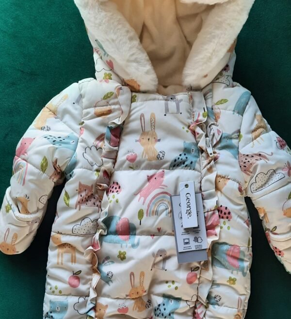 George Animal Print Cream Snowsuit - Image 3