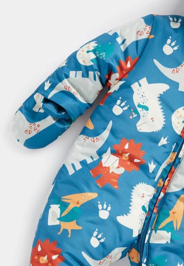 Mother care all-in-one baby dino print pramsuit in blue - Image 2