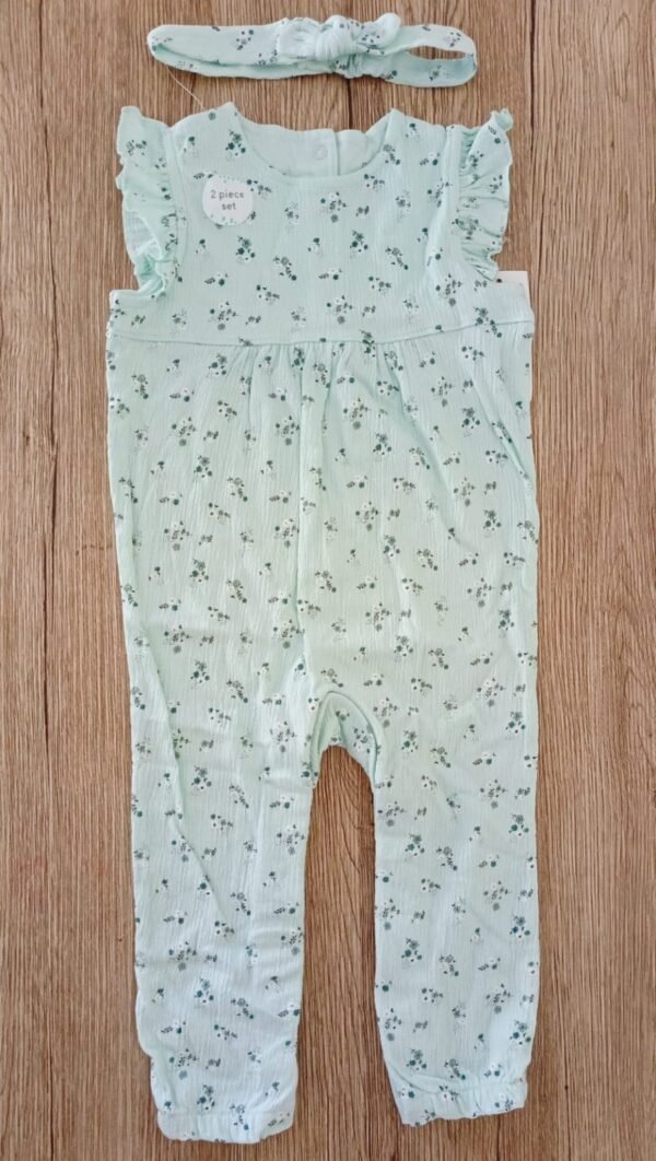 F&F baby open feet floral romper with band