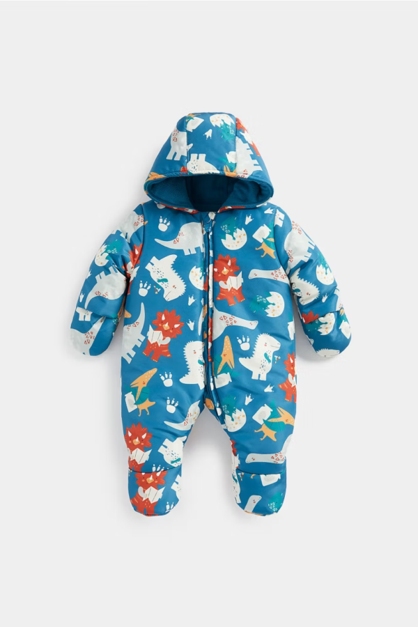 Mother care all-in-one baby dino print pramsuit in blue