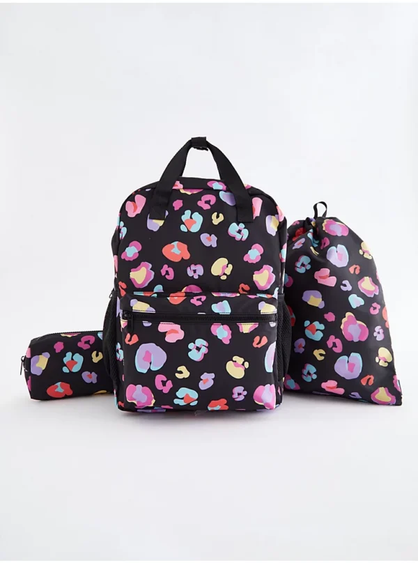 Bright Leopard Rucksack 3 Piece Set