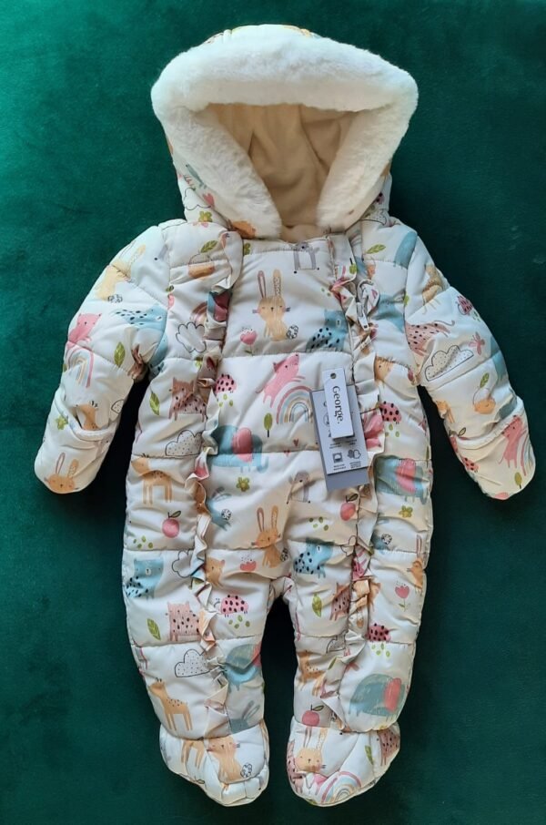 George Animal Print Cream Snowsuit - Image 2