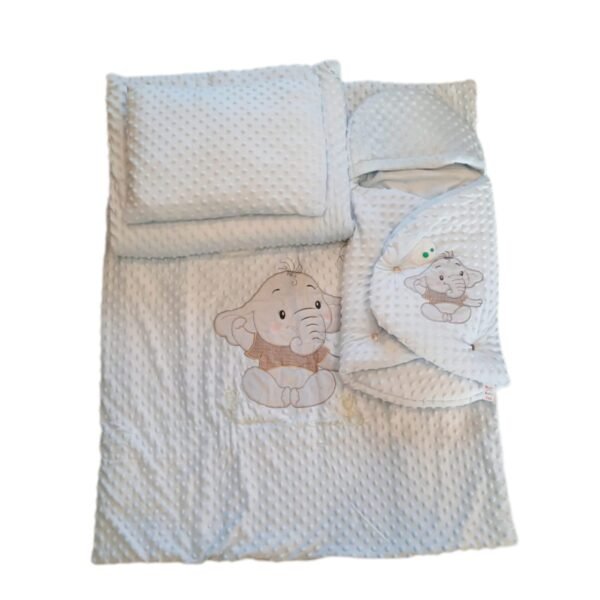 Baby elephant bedding 4-piece set (Mattress , Head Rest Pillow, Blanket & Sleeping Bag)