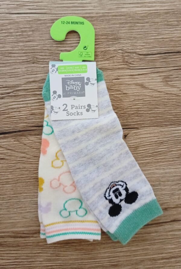 Primark set of 2 mickey mouse socks (12-24m)