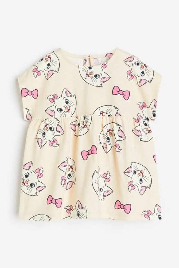 H&M baby cute little kitty print cotton frock (4-6M)