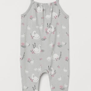 H&M floral duck print sleeveless open feet romper