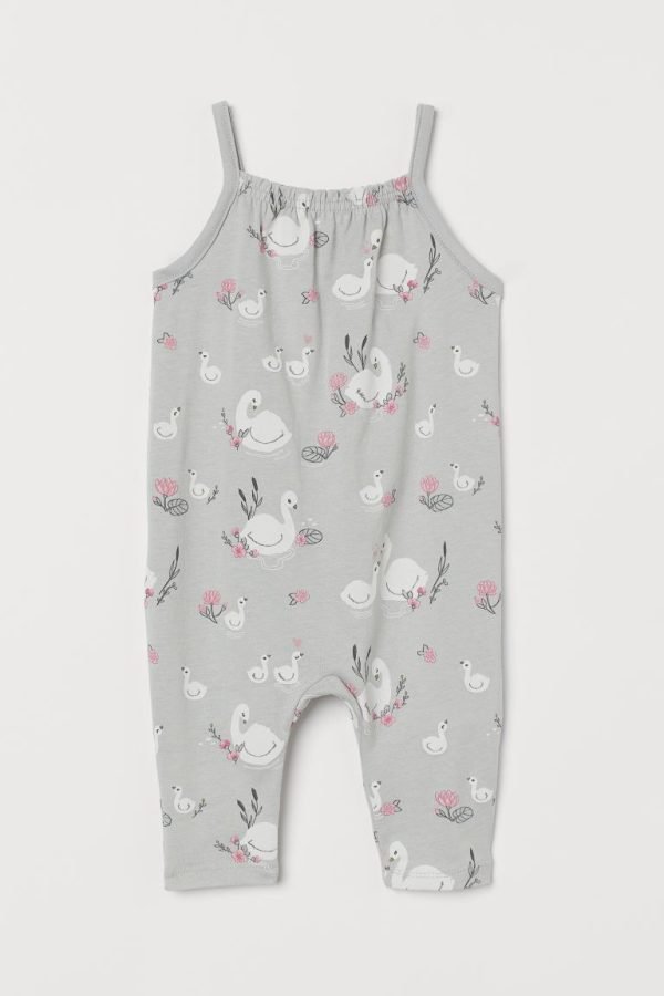 H&M floral duck print sleeveless open feet romper