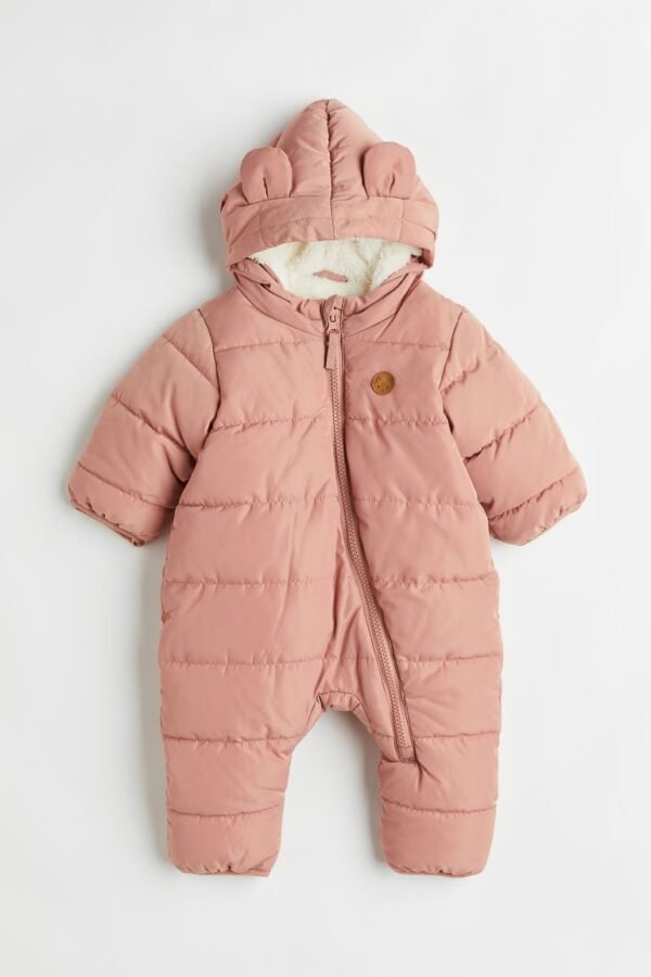 H&M baby pink padded all-in-one open feet pram suit
