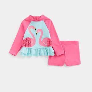 Mother care baby pink colour swim 2-piece set (9-12M)