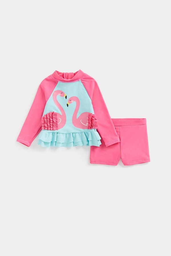 Mother care baby pink colour swim 2-piece set (9-12M)