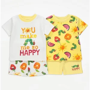 George the hungry caterpillar yellow short sleeve pyjamas 2 pack