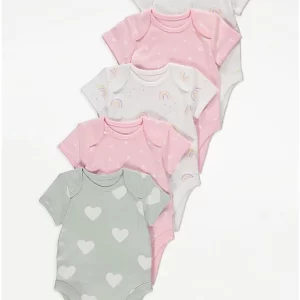 George rainbow heart short sleeves bodysuit's set 5 pack